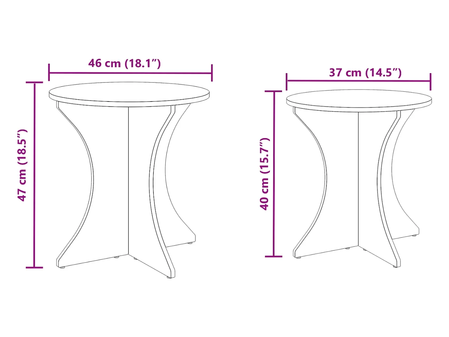 Mesa de Café 2 piezas Blanco 46 x 46 x 47 cm Madera maciza de pino