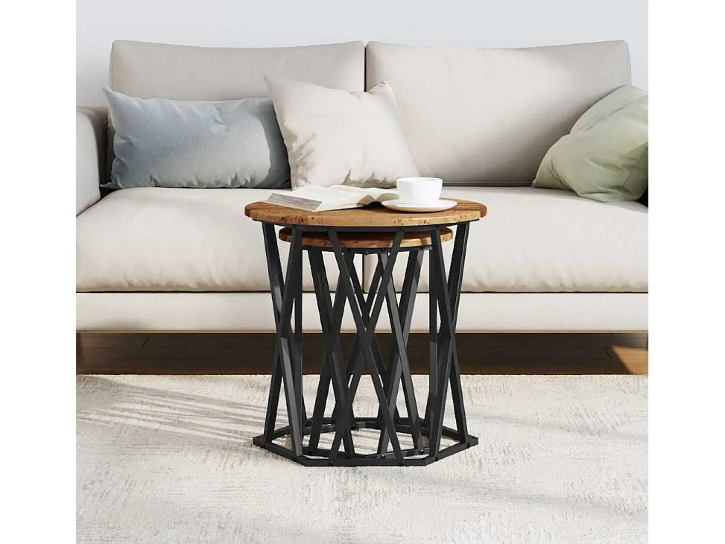 Mesa de Café 2 piezas Madera vieja 50 x 50 x 50 cm
