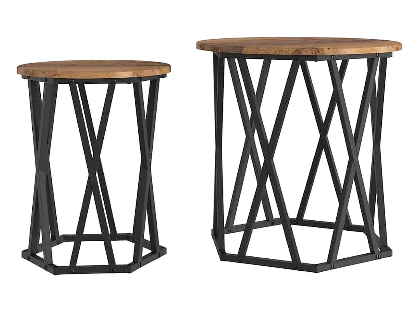 Mesa de Café 2 piezas Madera vieja 50 x 50 x 50 cm