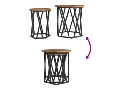 Mesa de Café 2 piezas Madera vieja 50 x 50 x 50 cm