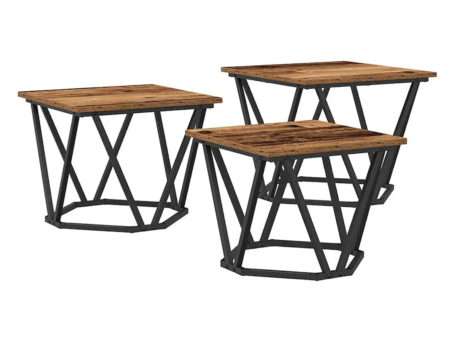 Mesa de Café 3 piezas Madera vieja 50 x 50 x 40 cm