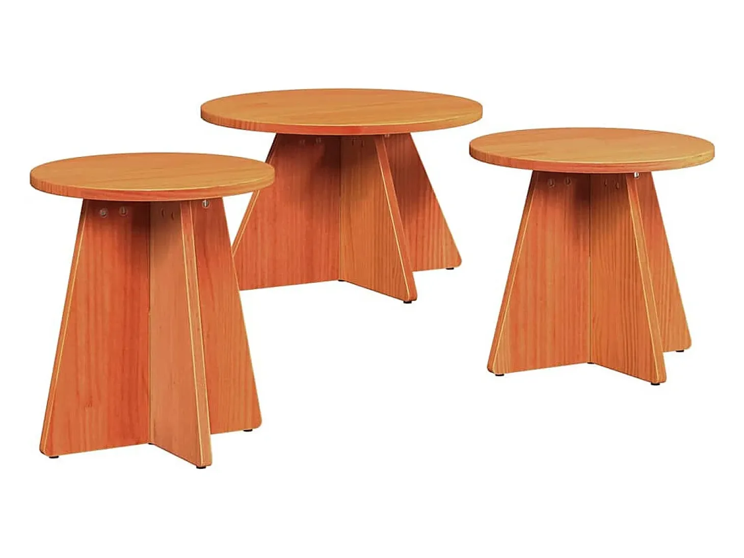 Mesa de Café 3 piezas Marrón cera 49 x 49 x 30 cm