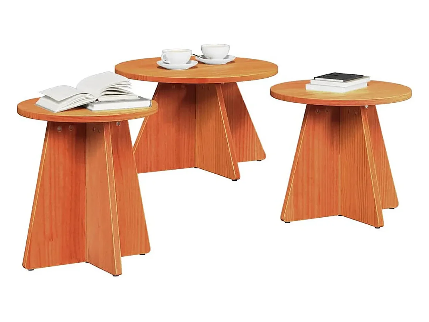 Mesa de Café 3 piezas Marrón cera 49 x 49 x 30 cm