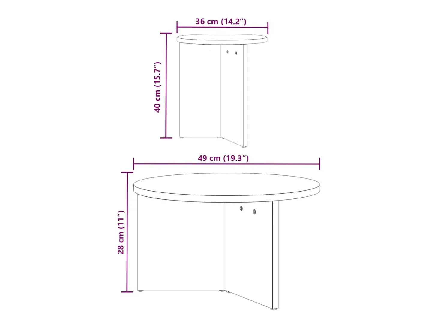 Mesa de Café 2 piezas Marrón cera 49 x 49 x 28 cm