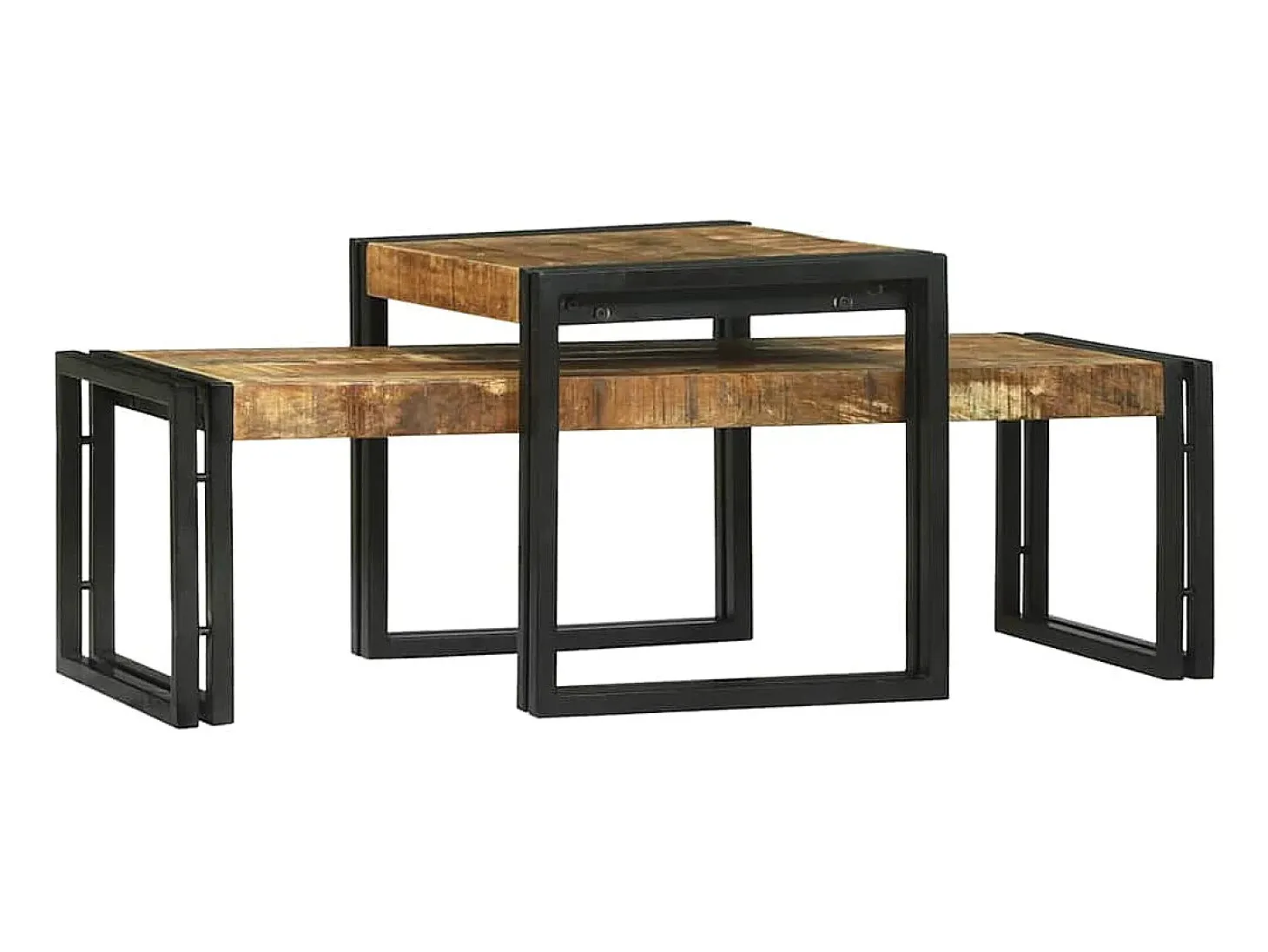 Mesa de Café 2 piezas Marrón madera maciza de mango