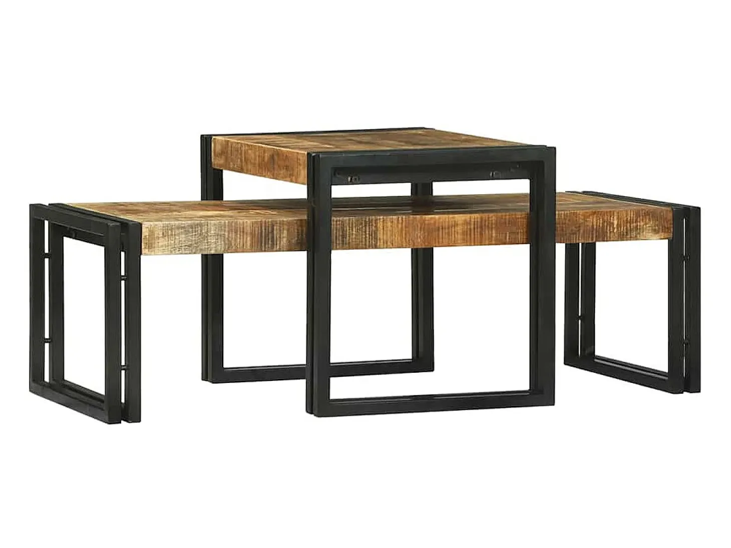 Mesa de Café 2 piezas Marrón madera maciza de mango