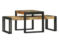Mesa de Café 2 piezas Marrón madera maciza de mango