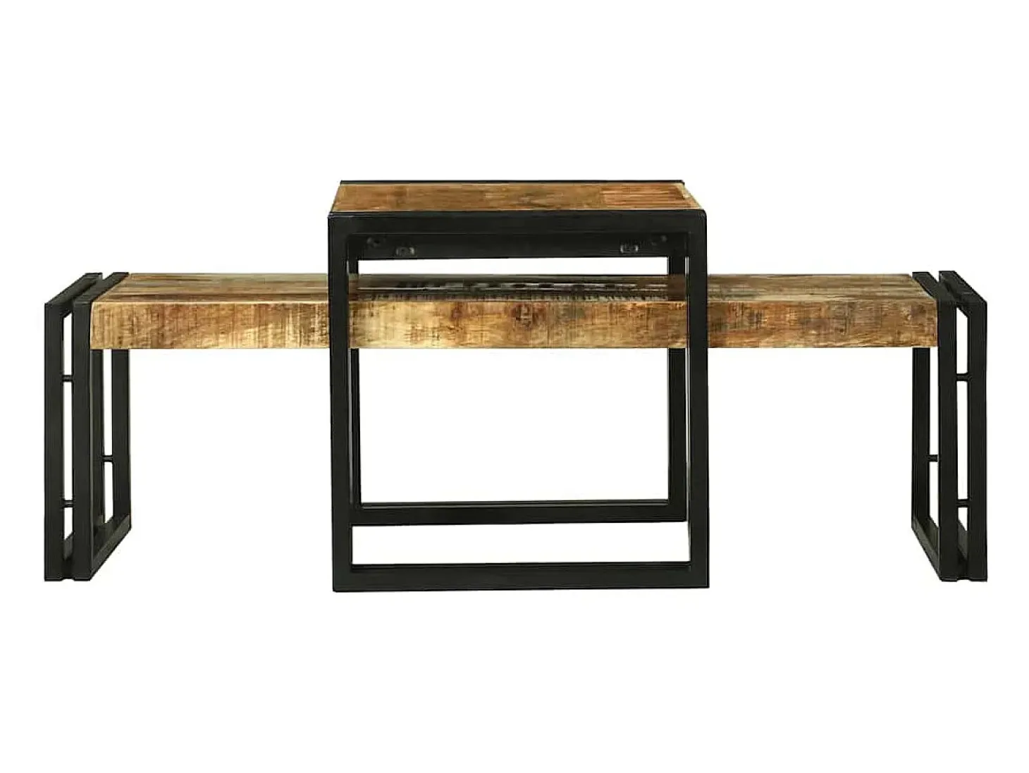 Mesa de Café 2 piezas Marrón madera maciza de mango