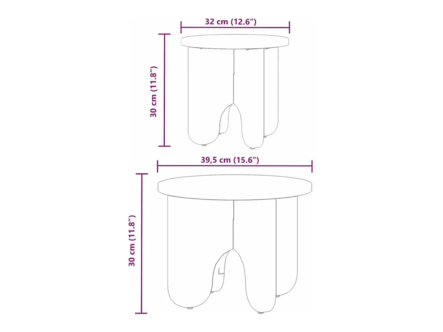 Mesa de Café 2 piezas Natural 39.5 x 39.5 x 30 cm