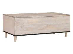 Mesa de Café Beige 100 x 54 x 40 cm madera maciza de mango