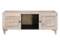 Mesa de Café Beige 100 x 54 x 40 cm madera maciza de mango