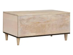 Mesa de Café Beige 80 x 50 x 40 cm madera maciza de mango