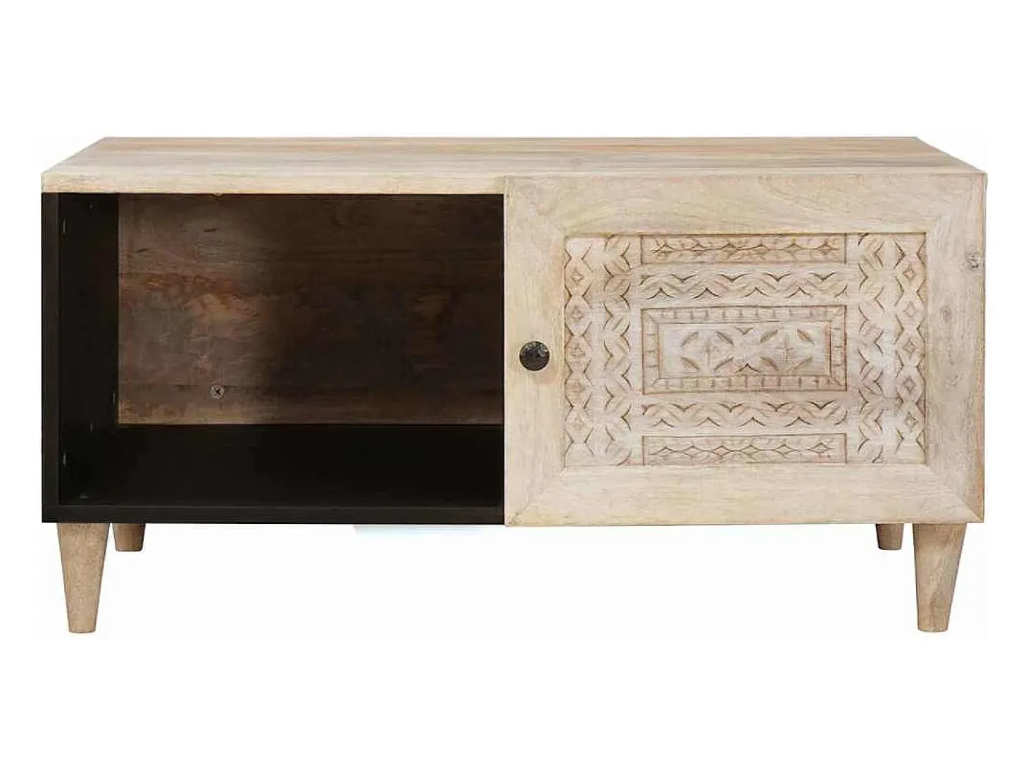 Mesa de Café Beige 80 x 50 x 40 cm madera maciza de mango