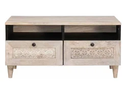 Mesa de Café con cajón 80 x 54 x 40 cm madera maciza de mango