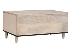 Mesa de Café con cajón 80 x 54 x 40 cm madera maciza de mango