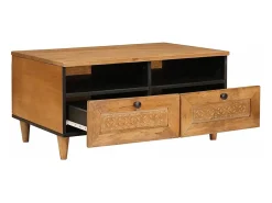 Mesa de Café con cajón con estante Marrón claro 80 x 54 x 40 cm