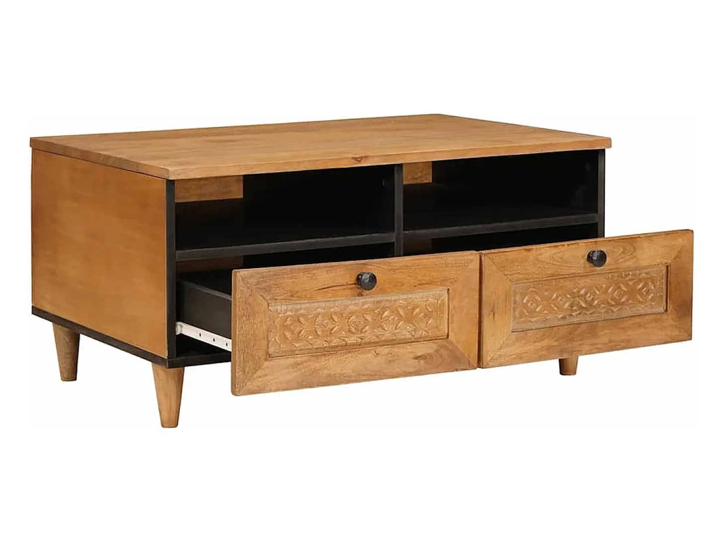 Mesa de Café con cajón con estante Marrón claro 80 x 54 x 40 cm