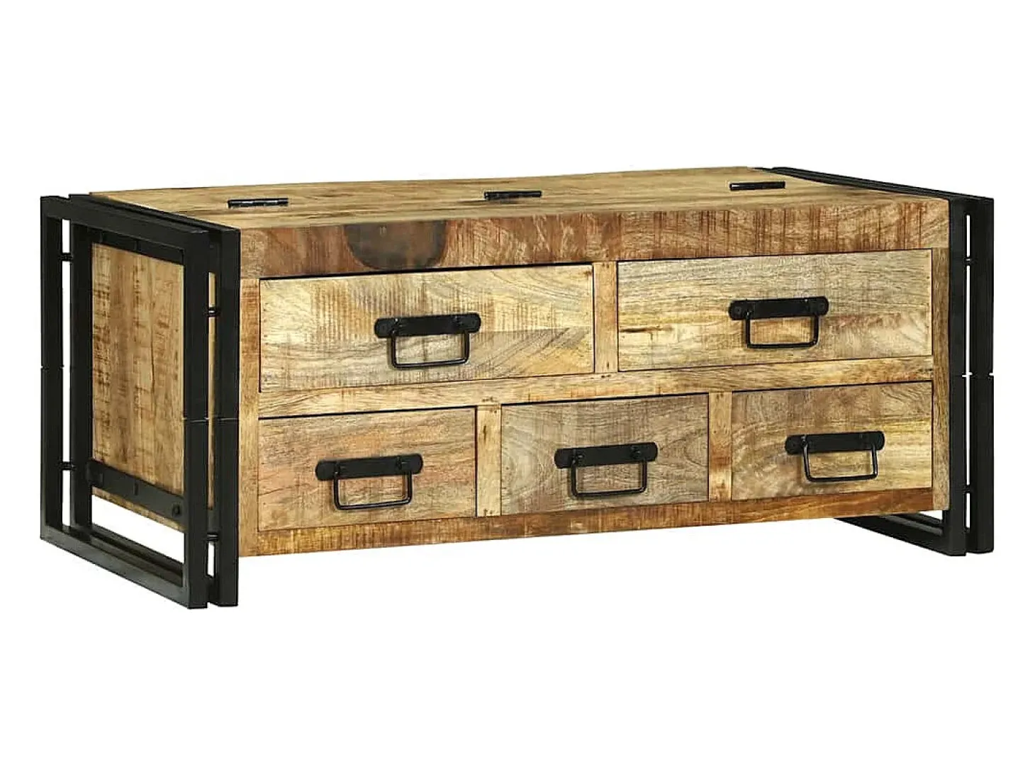 Mesa de Café con cajón Marrón Madera maciza de mango rugosa