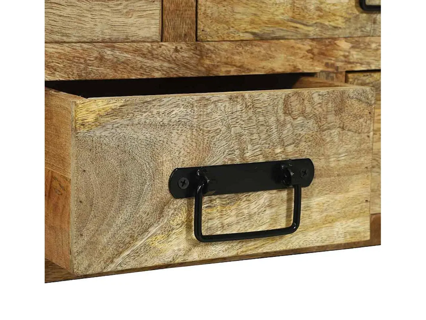 Mesa de Café con cajón Marrón Madera maciza de mango rugosa