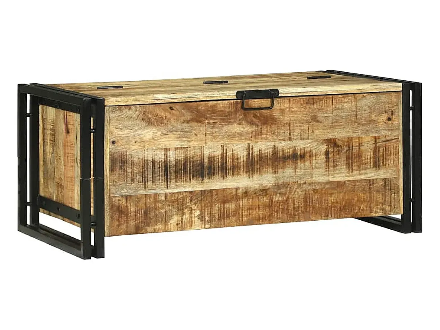Mesa de Café con cajón Marrón Madera maciza de mango rugosa