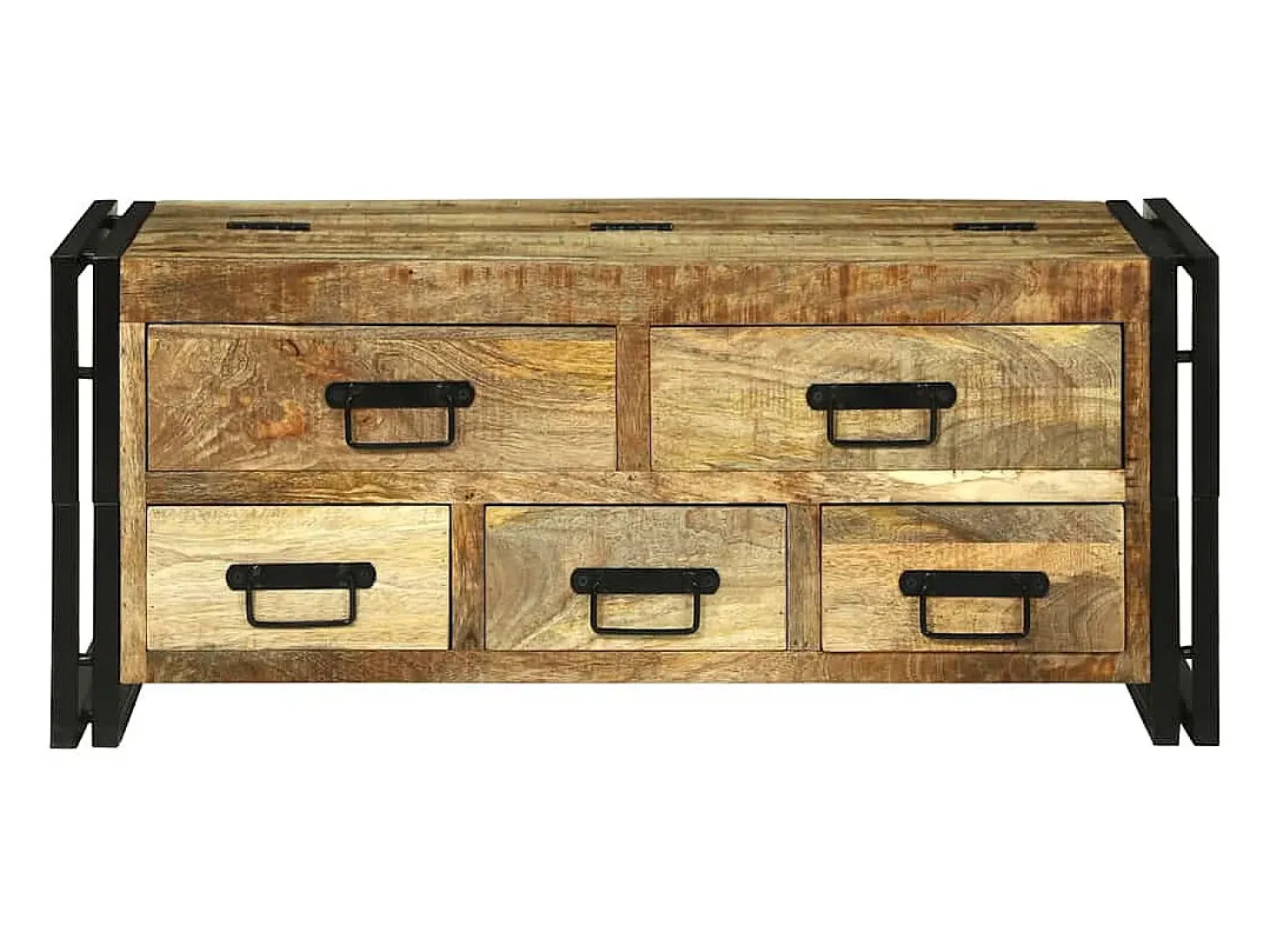 Mesa de Café con cajón Marrón Madera maciza de mango rugosa