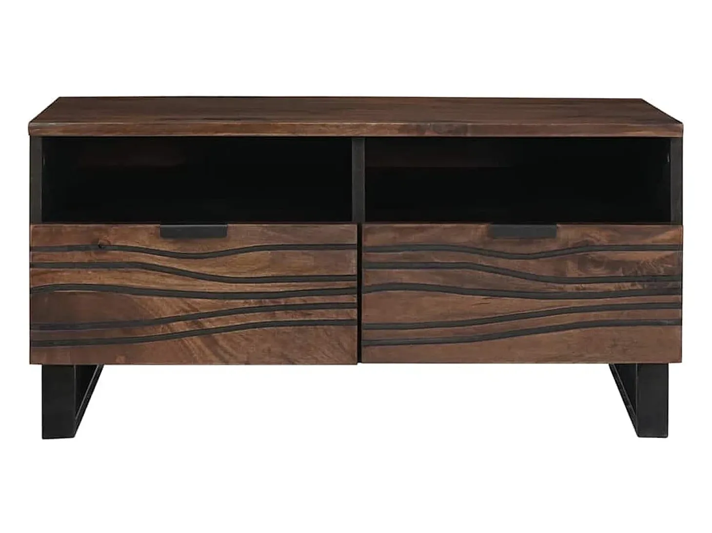 Mesa de Café con cajón Marrón y Negro 80 x 54 x 40 cm