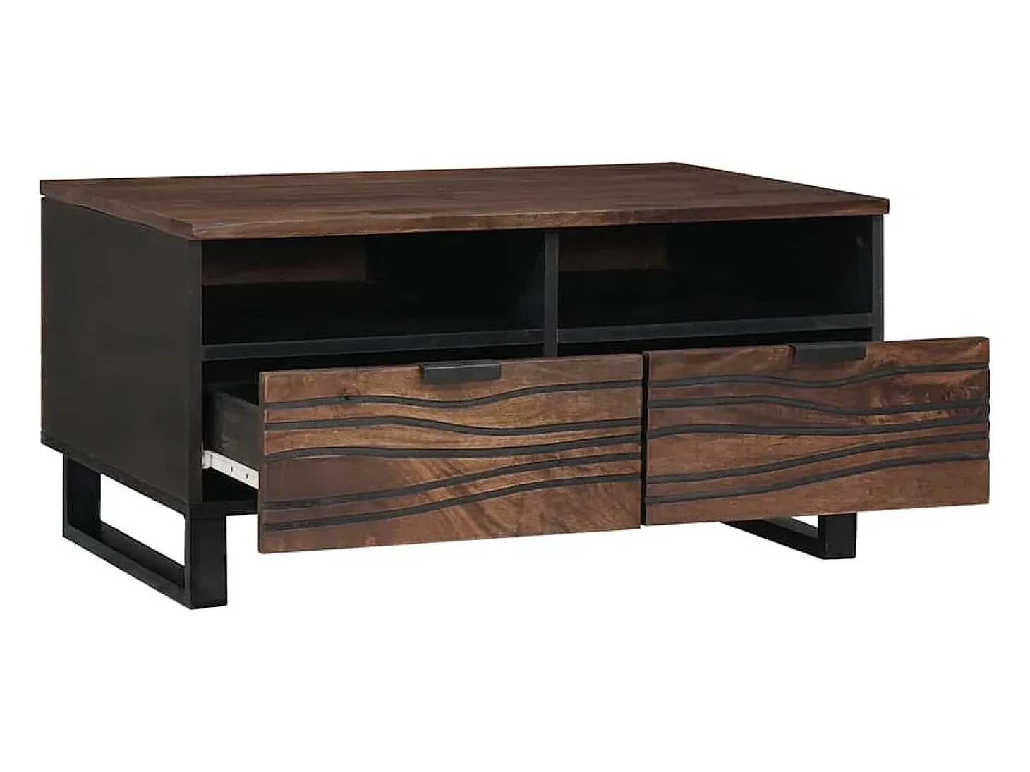 Mesa de Café con cajón Marrón y Negro 80 x 54 x 40 cm