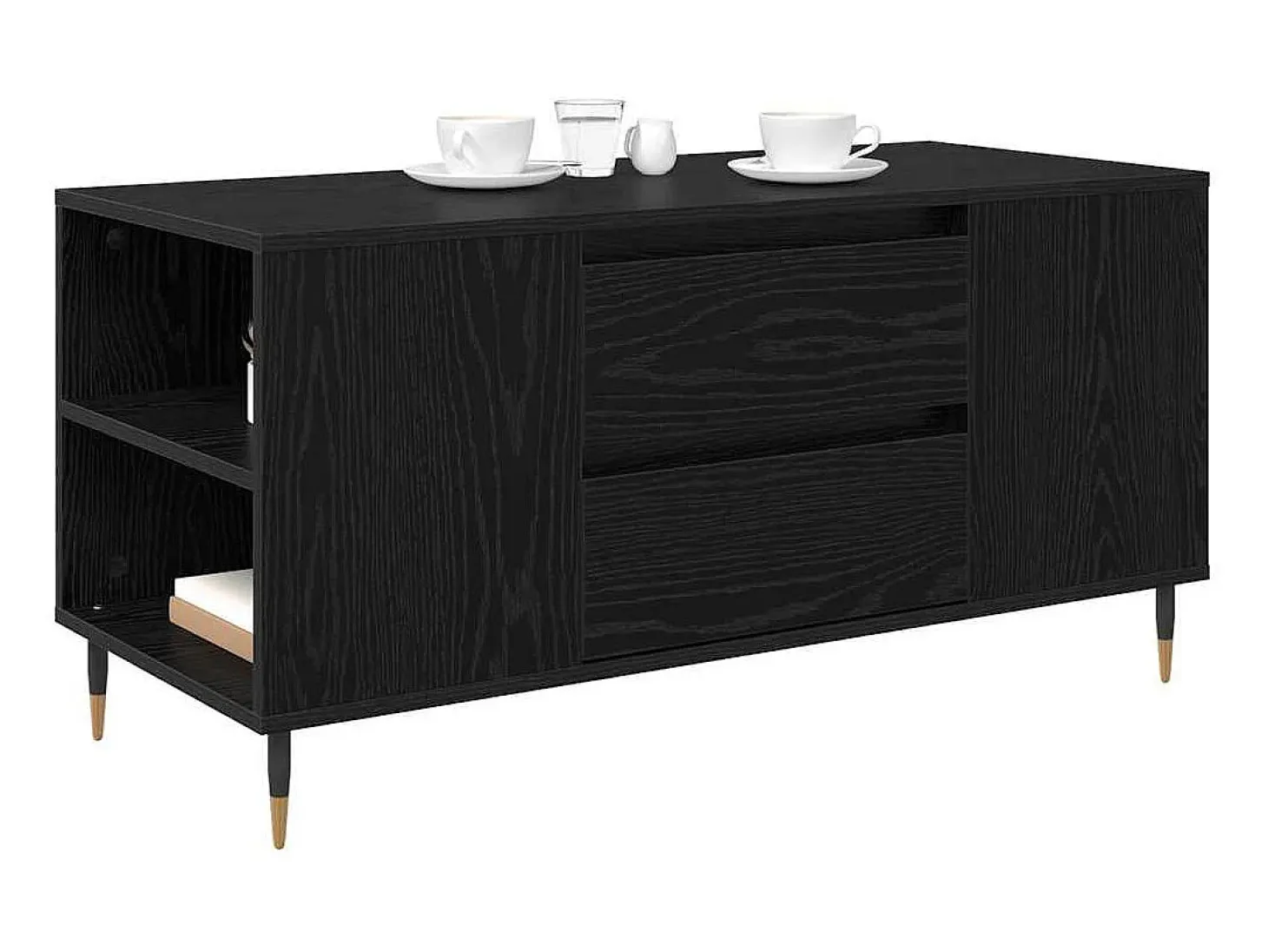 Mesa de Café con cajón Roble negro 102 x 44.5 x 50 cm