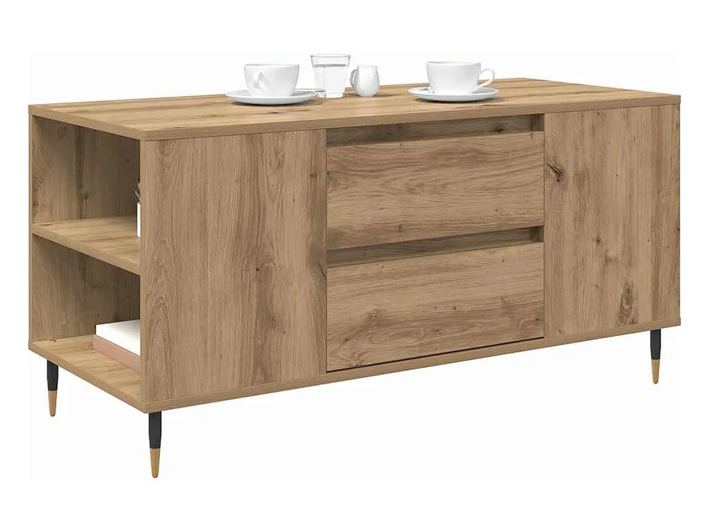 Mesa de Café con cajón Roble artisan 102 x 44.5 x 50 cm