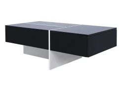 Mesa de café de 3 másditas, con LED y aplicación, panel de partículas, blanco y negro, 100x50 x34.5 cm