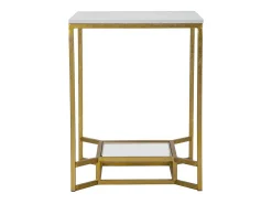 Mesa de café de metal dorado con superficie de mármol 47x47x60 Double Marble