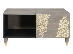 Mesa de Café Gris 80 x 50 x 40 cm madera maciza de mango