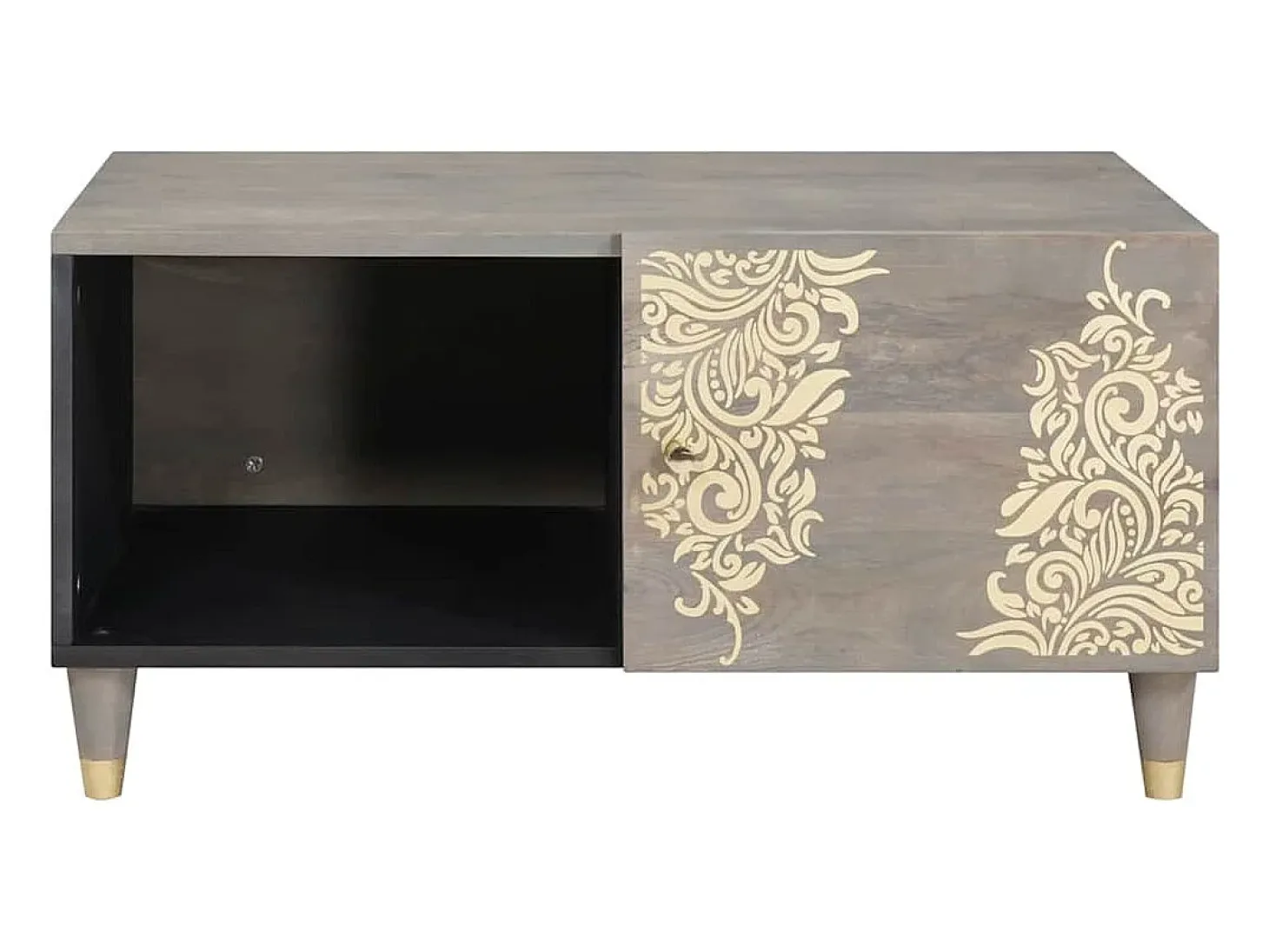 Mesa de Café Gris 80 x 50 x 40 cm madera maciza de mango