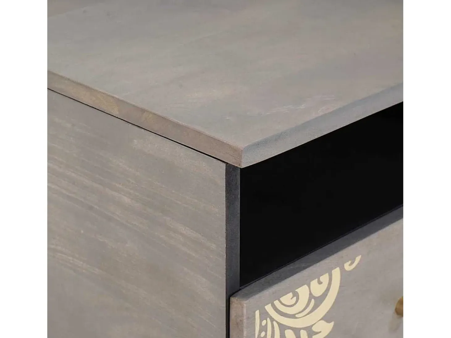 Mesa de Café Gris 80 x 54 x 40 cm madera maciza de mango