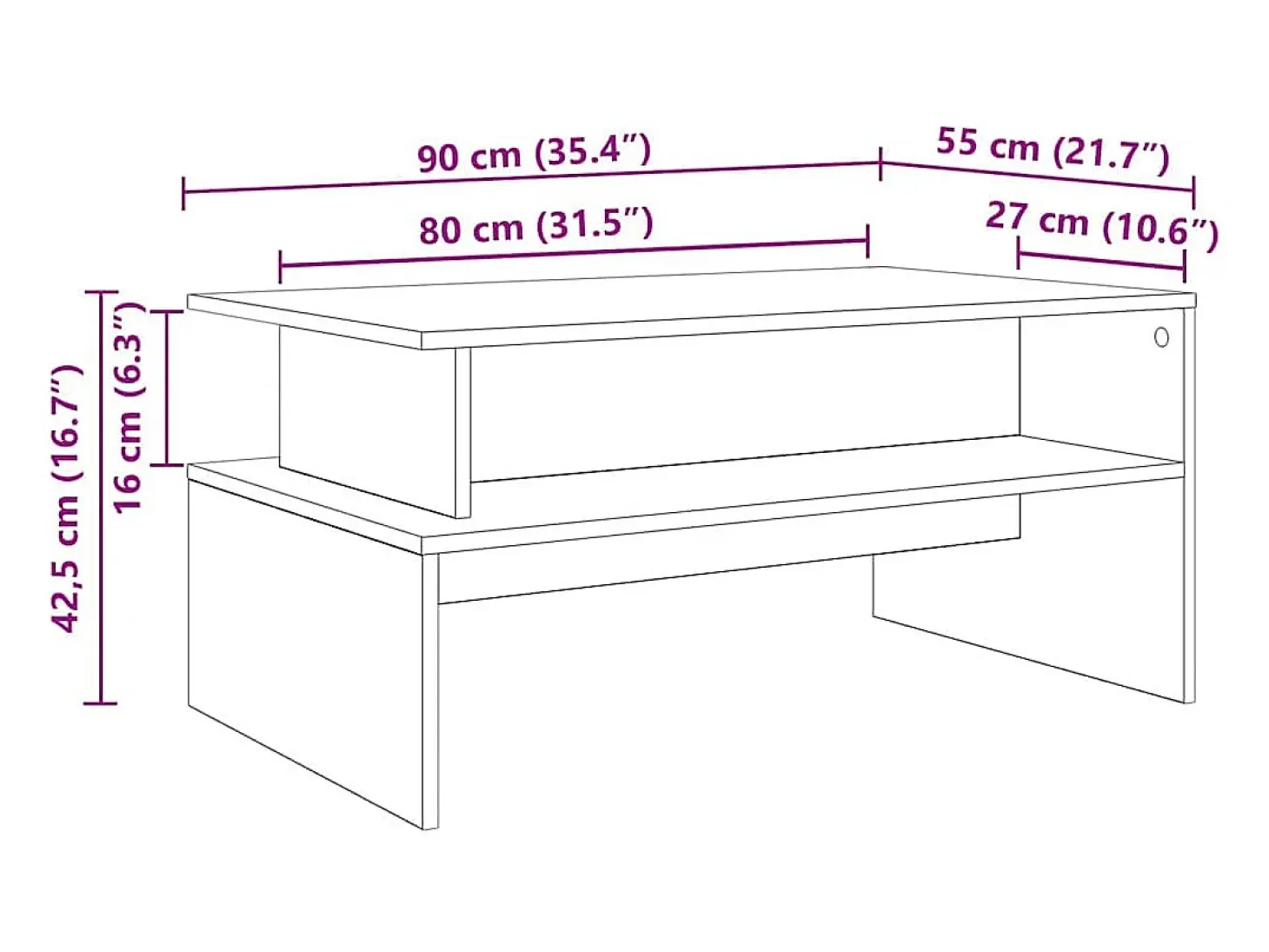 Mesa de Café Madera antigua 90 x 55 x 42.5 cm