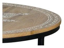 Mesa de café madera de mango y patas de metal natural y negro
