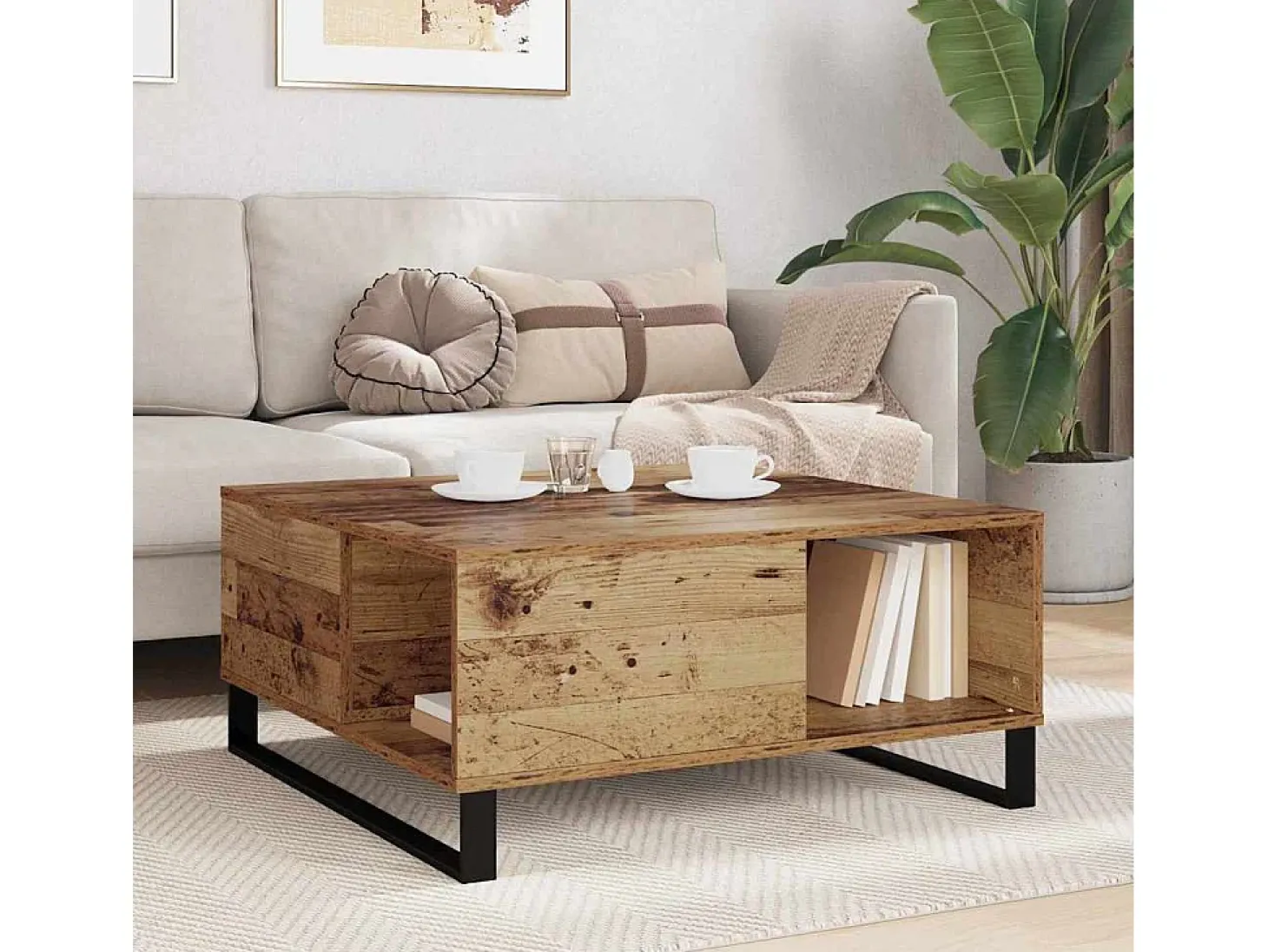 Mesa de Café Madera vieja 80 x 80 x 36.5 cm