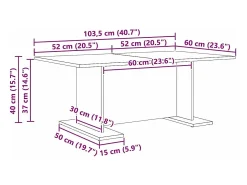 Mesa de Café Madera vieja 103.5 x 60 x 40 cm