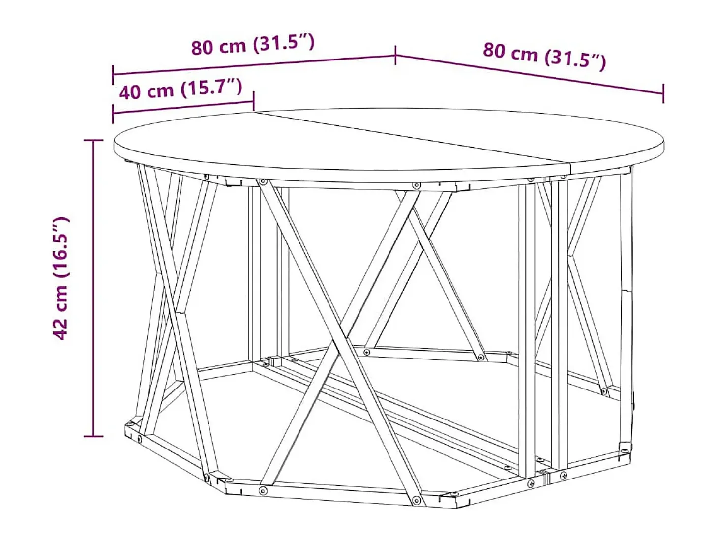 Mesa de Café Madera vieja 80 x 80 x 42 cm