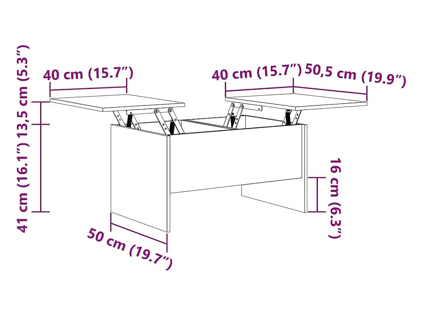 Mesa de Café Madera vieja 80 x 50.5 x 42.5 cm