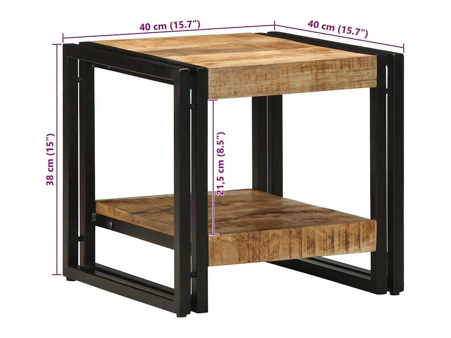 Mesa de Café Marrón 40 x 40 x 38 cm madera maciza de mango