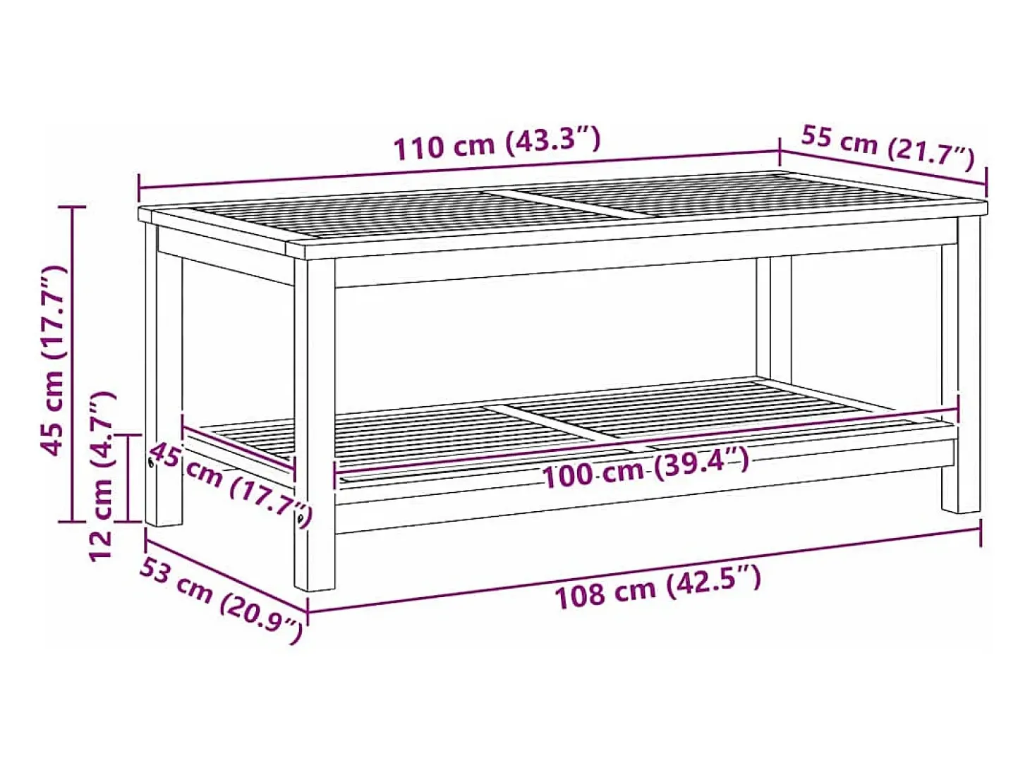 Mesa de Café Marrón 70 x 40 x 45 cm madera maciza de acacia