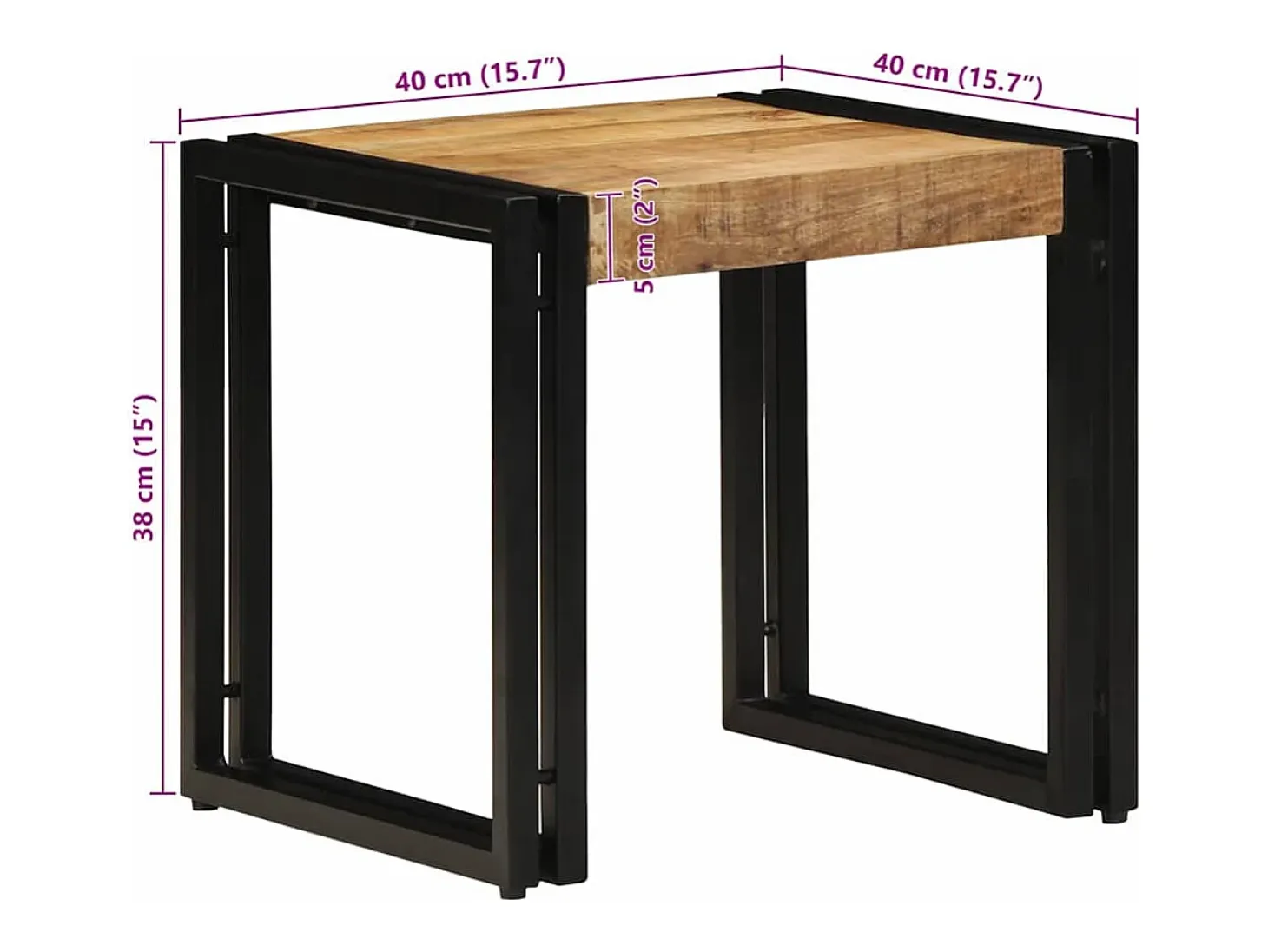 Mesa de Café Marrón 40 x 40 x 38 cm madera maciza de mango