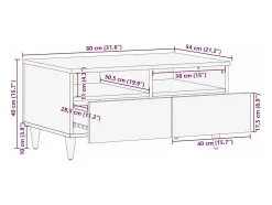 Mesa de Café Marrón miel 80 x 54 x 40 cm madera maciza de mango