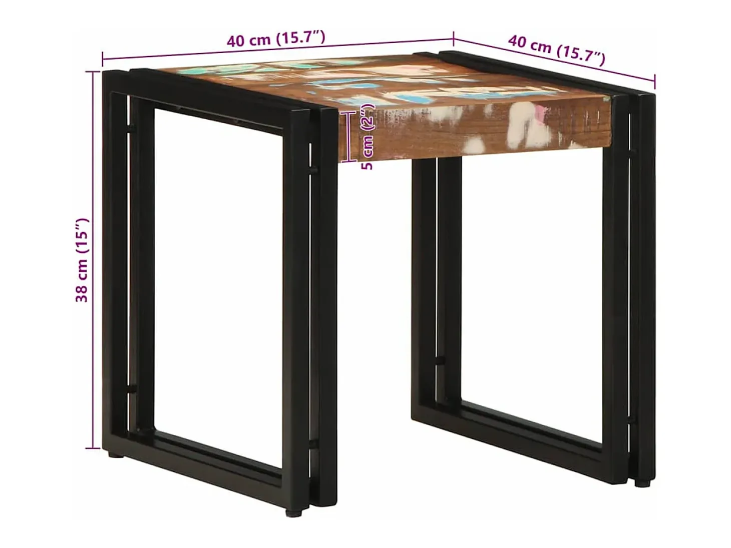 Mesa de Café Multicolor 40 x 40 x 38 cm madera maciza reciclada