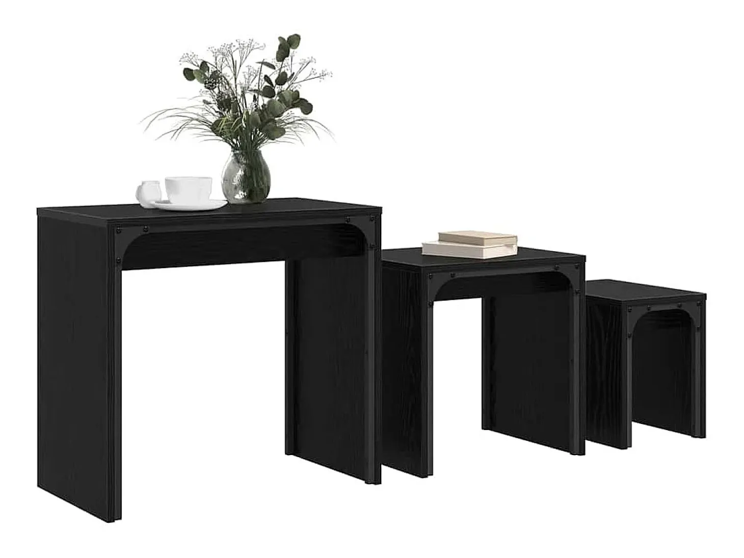 Mesa de Café Nido 3 piezas Roble negro 60 x 35 x 56 cm