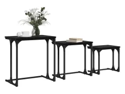 Mesa de Café Nido 3 piezas Roble negro 50.5 x 35 x 53 cm