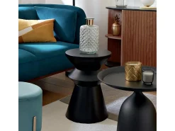 Mesa de Café Redonda de Diseño "Sohan" 48cm Negra de Hierro