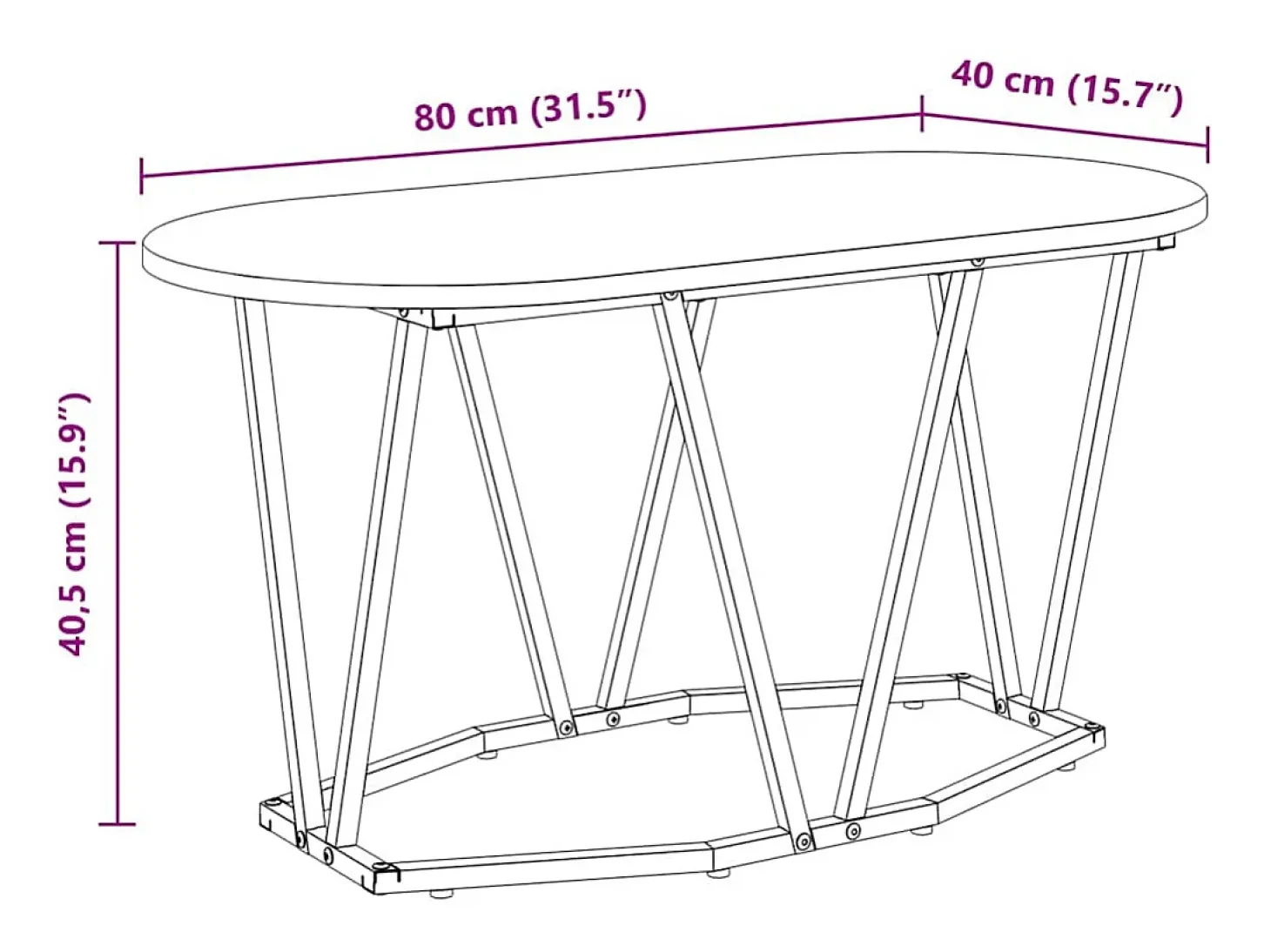 Mesa de Café Roble ahumado 80 x 40 x 40.5 cm