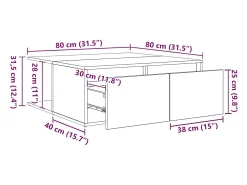Mesa de Café Roble artisan 80 x 80 x 31 cm Madera contrachapada
